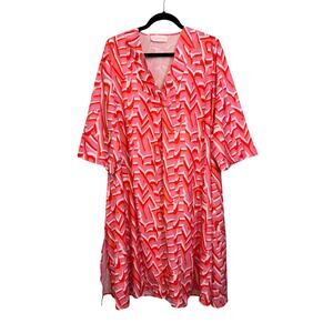 Pretty Little Sister Maxi Dress Womens L Pink V Neck Kimono Midi Kaftan Cover Up